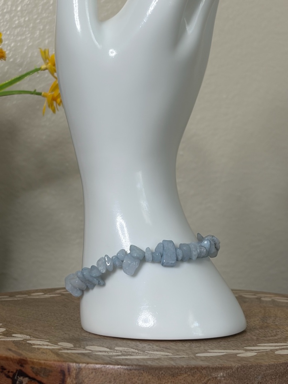 Angelite Chip Bracelet Blue Crystal Bracelet Calming Energy Minimalist Jewelry